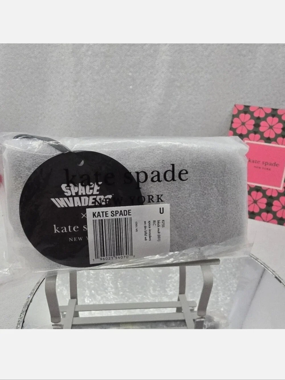 Space Invaders Kate Spade New York Glitter Black Patent Leather Sm Bifold Wallet
